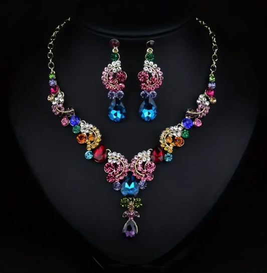 Colorful Rhinestone Statement Necklace-51 Percent of Profits goes to www.savethechildren.org and 8 trees planted for each order
